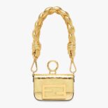 Fendi Women Nano Baguette Maxi Handle Gold Leather Charm