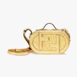 Fendi Women O Lock Mini Camera Case Gold Laminated Leather Mini Bag