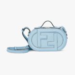Fendi Women O Lock Mini Camera Case Light Blue Leather Mini Bag