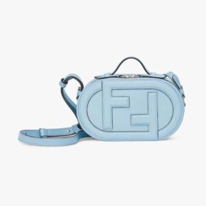 Fendi Women O Lock Mini Camera Case Light Blue Leather Mini Bag