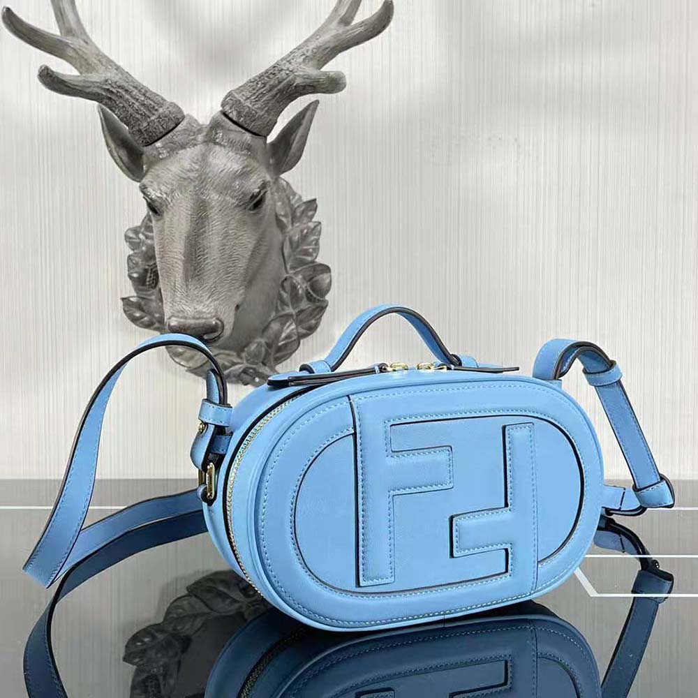 Fendi Women O Lock Mini Camera Case Light Blue Leather Mini Bag 3 Fendi Women O Lock Mini Camera Case Light Blue Leather Mini Bag - Image 3