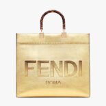 Fendi Women Sunshine Medium Gold Laminated Leather Shopper