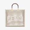 Fendi Women Sunshine Medium Two-Toned Perforated Leather Shopper