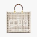 Fendi Women Sunshine Medium Two-Toned Perforated Leather Shopper