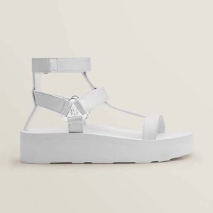 Hermes Women Enid Sandal in Calfskin with Iconic H Diamant Buckle-White