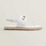 Hermes Women Eoise Espadrille in Goatskin with Iconic Aged Gold Plated Roulis Buckle