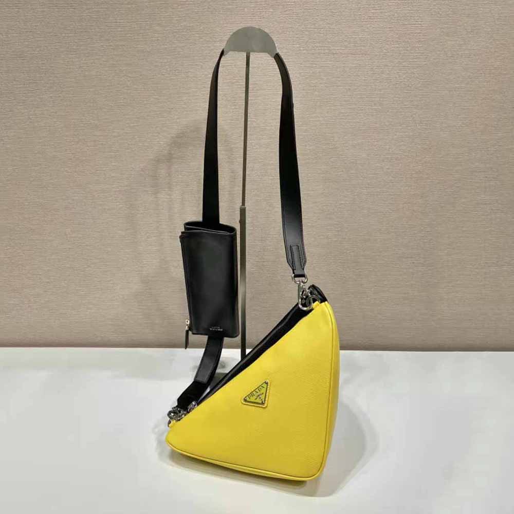 Prada Saffiano Leather Shoulder Crossbody Bag in Yellow for Men