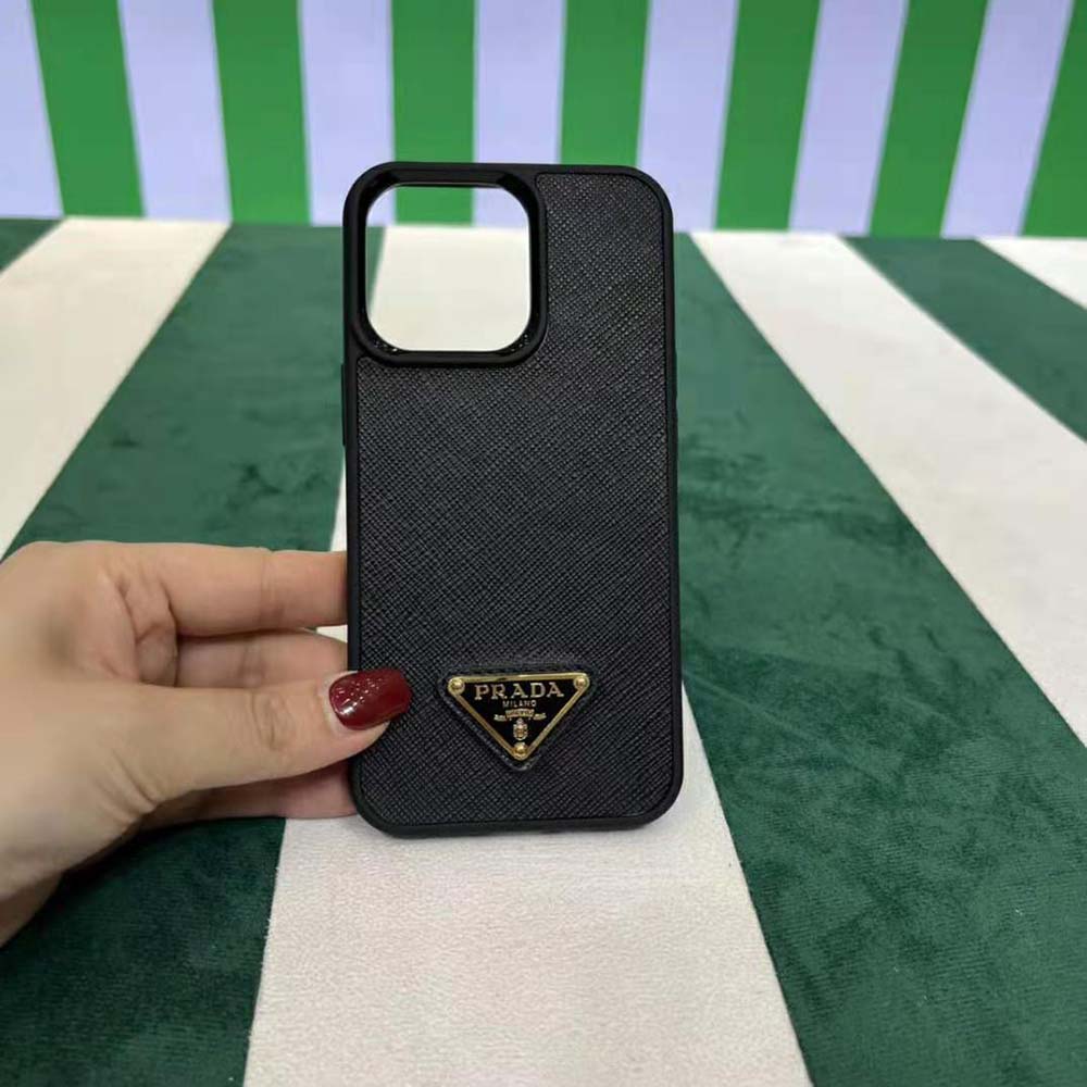 Prada Wome Saffiano Cover for IPhone 12 Mini-Black