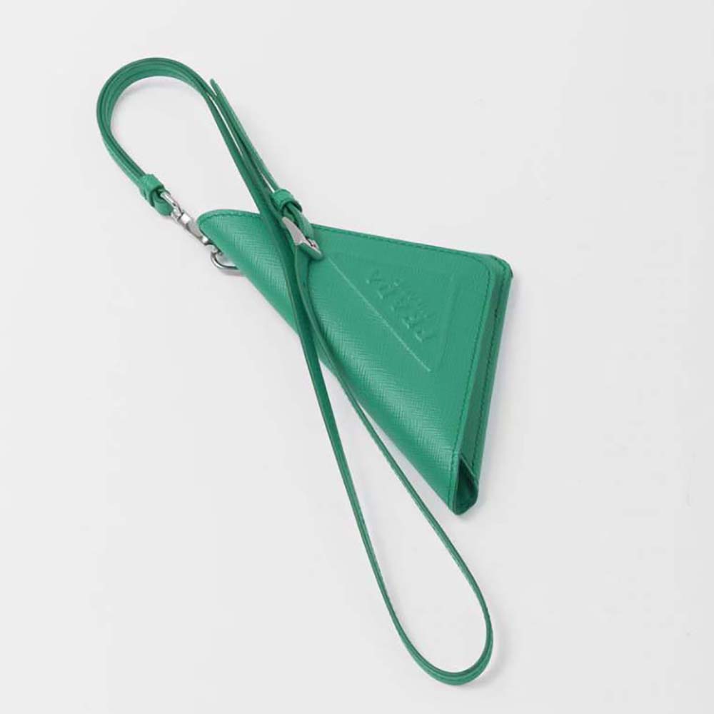 Prada Wome Saffiano Leather Keychain Trick-Green 1 Prada Wome Saffiano Leather Keychain Trick-Green