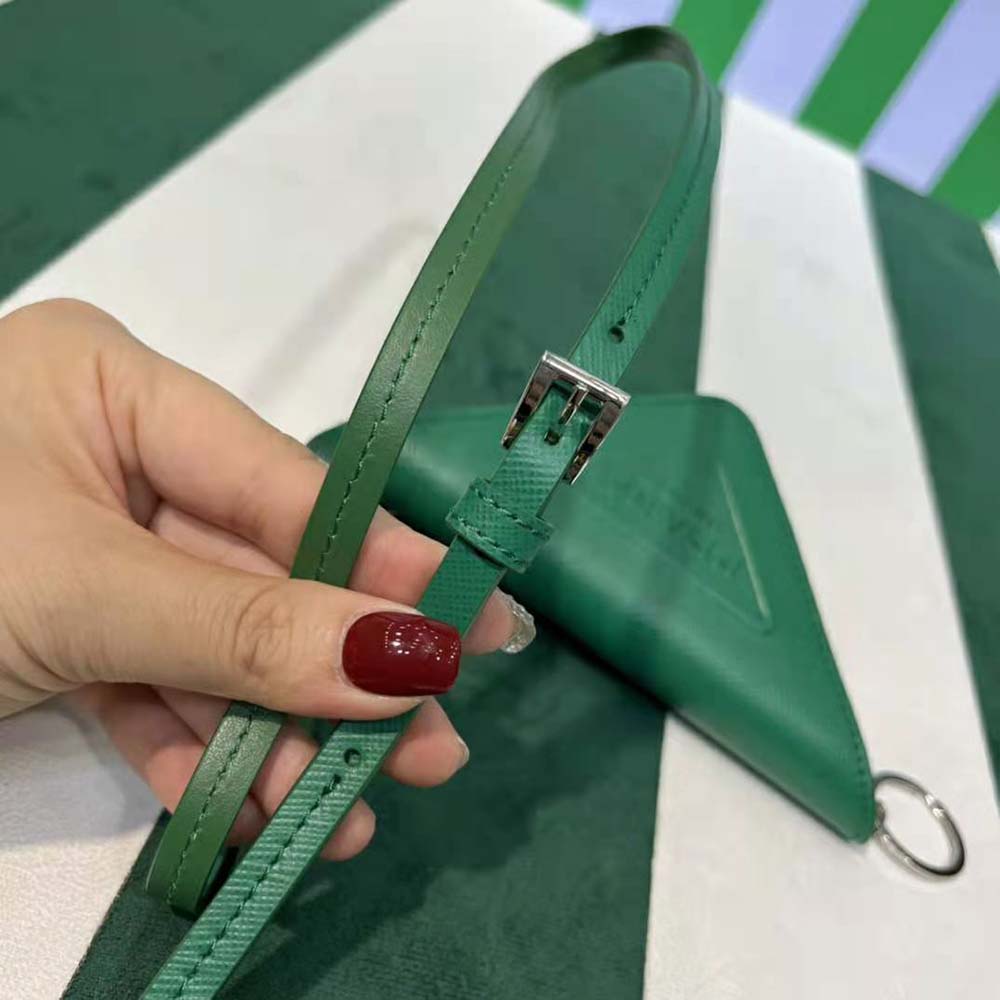 Prada Wome Saffiano Leather Keychain Trick-Green 5 Prada Wome Saffiano Leather Keychain Trick-Green - Image 5
