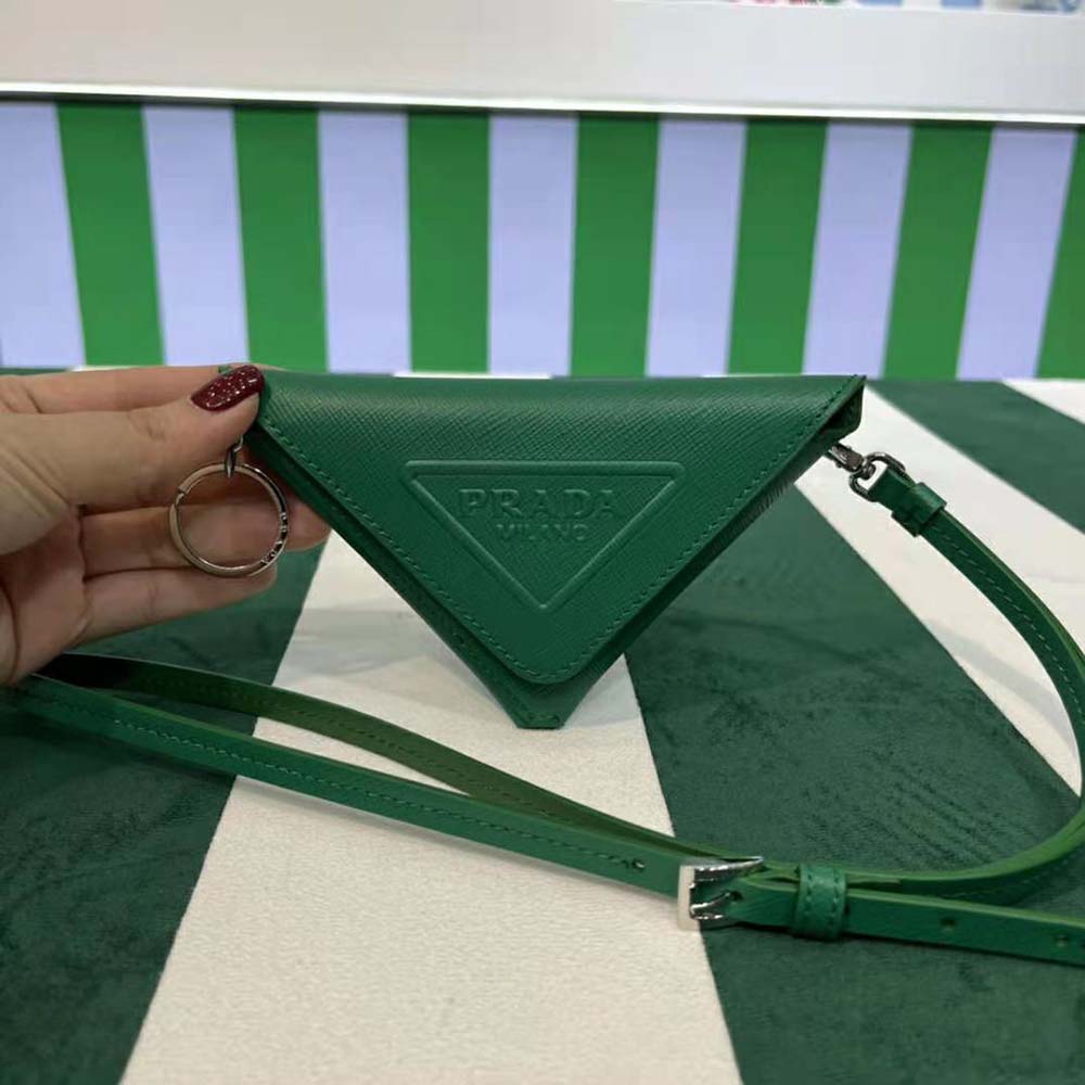 Prada Wome Saffiano Leather Keychain Trick-Green 3 Prada Wome Saffiano Leather Keychain Trick-Green - Image 3
