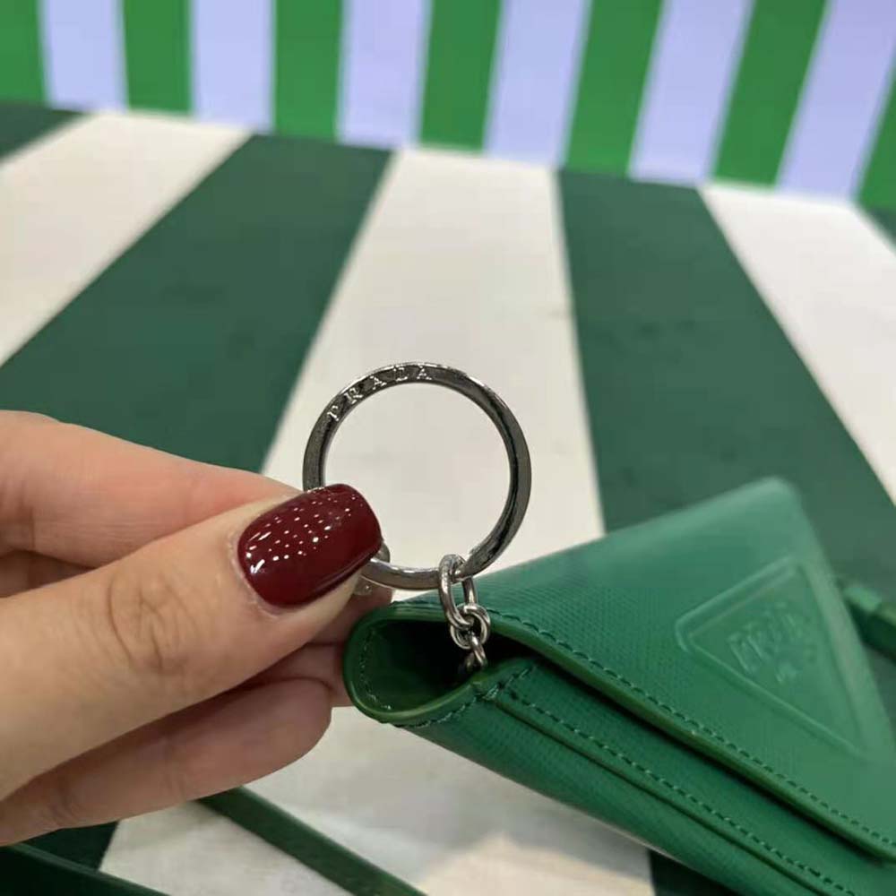 Prada Wome Saffiano Leather Keychain Trick-Green 9 Prada Wome Saffiano Leather Keychain Trick-Green - Image 9