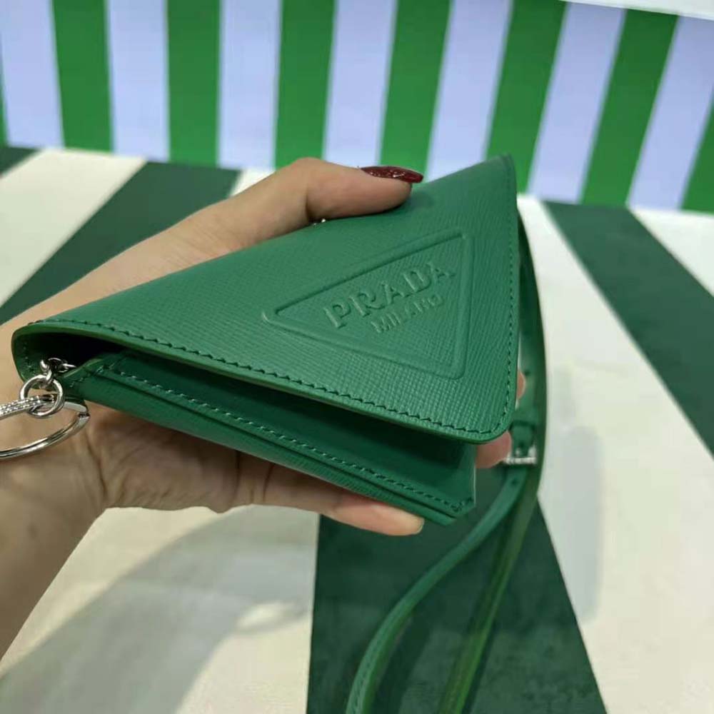 Prada Wome Saffiano Leather Keychain Trick-Green 4 Prada Wome Saffiano Leather Keychain Trick-Green - Image 4