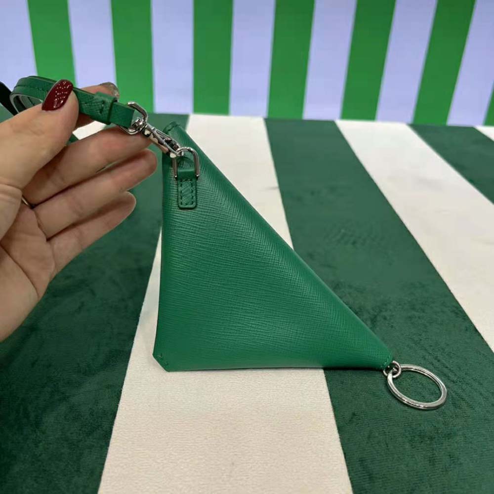 Prada Wome Saffiano Leather Keychain Trick-Green 8 Prada Wome Saffiano Leather Keychain Trick-Green - Image 8