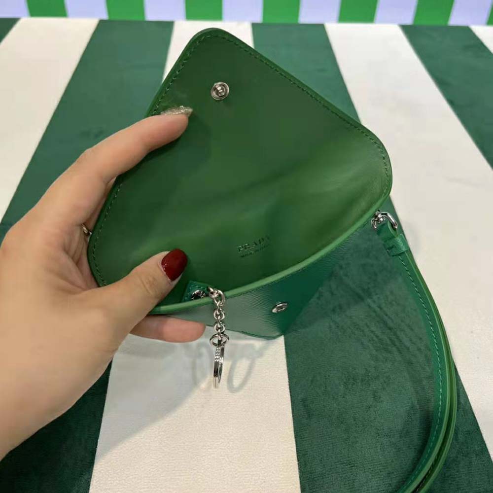 Prada Wome Saffiano Leather Keychain Trick-Green 7 Prada Wome Saffiano Leather Keychain Trick-Green - Image 7