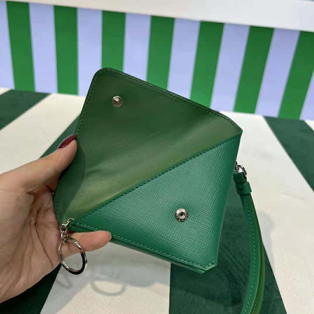 Prada Wome Saffiano Leather Keychain Trick-Green 6 Prada Wome Saffiano Leather Keychain Trick-Green - Image 6