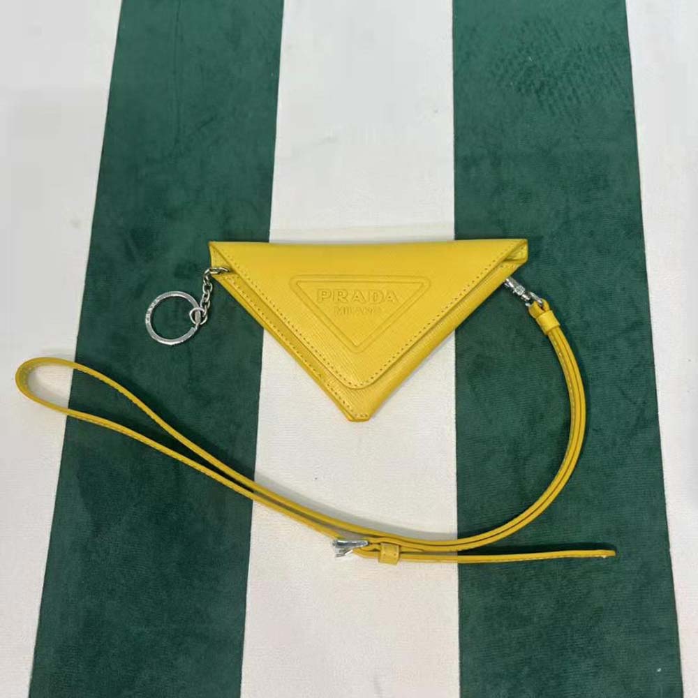Prada Wome Saffiano Leather Keychain Trick-Yellow 2 Prada Wome Saffiano Leather Keychain Trick-Yellow - Image 2