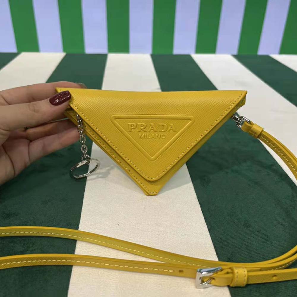 Prada Wome Saffiano Leather Keychain Trick-Yellow 3 Prada Wome Saffiano Leather Keychain Trick-Yellow - Image 3