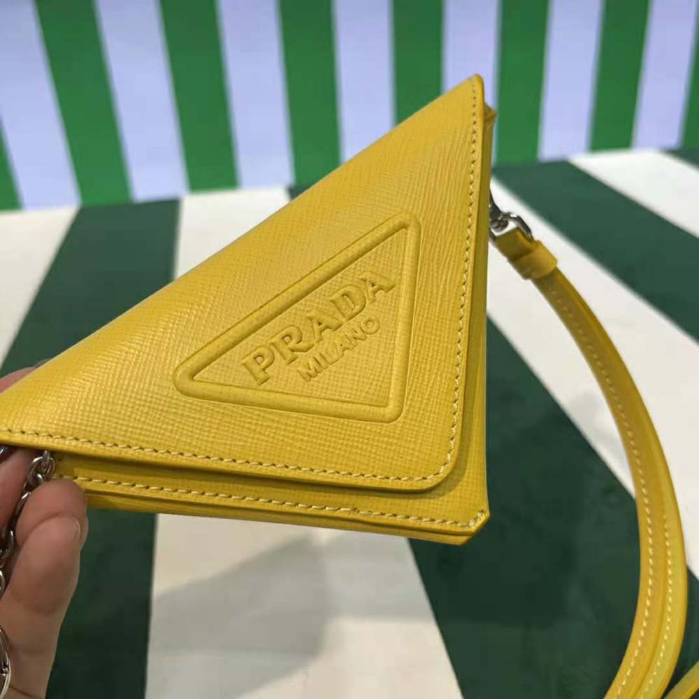 Prada Wome Saffiano Leather Keychain Trick-Yellow 4 Prada Wome Saffiano Leather Keychain Trick-Yellow - Image 4
