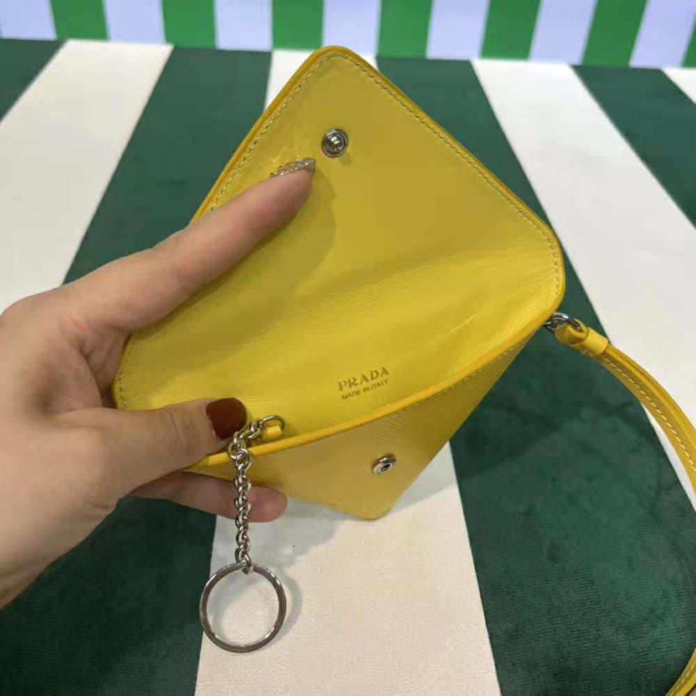 Prada Wome Saffiano Leather Keychain Trick-Yellow 10 Prada Wome Saffiano Leather Keychain Trick-Yellow - Image 10