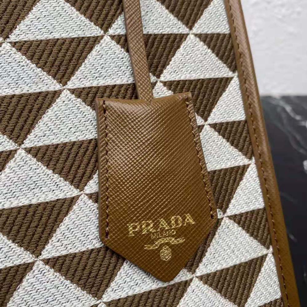 Small Symbole Jacquard Fabric Handbag In Brown