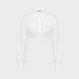 Prada Women Embroidered Poplin Shirt-White