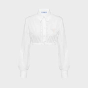 Prada Women Embroidered Poplin Shirt-White