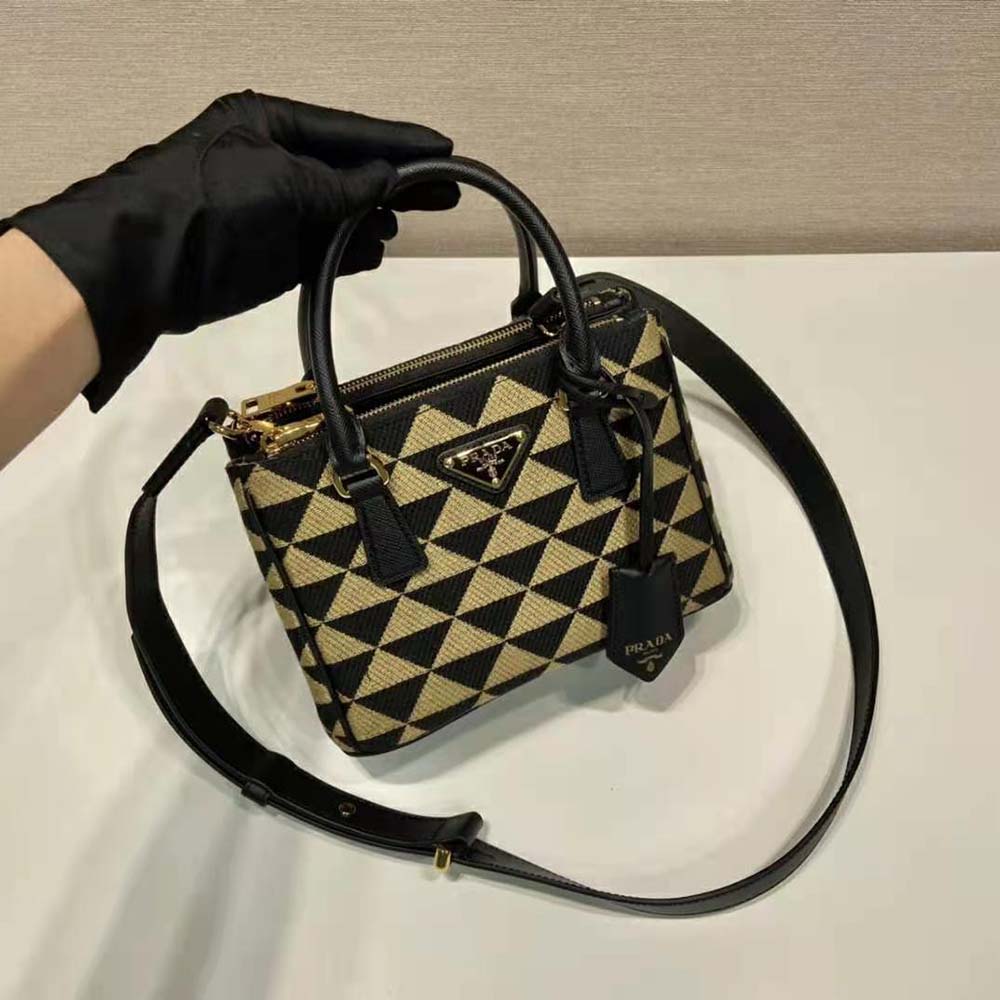 Prada Women Galleria Embroidered Jacquard Fabric Micro-Bag 4 Prada Women Galleria Embroidered Jacquard Fabric Micro-Bag - Image 4