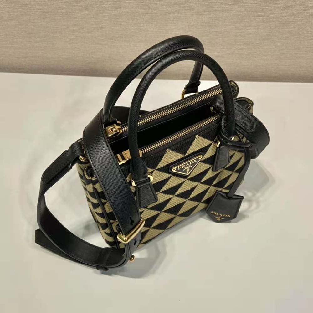 Prada 'Micro' Galleria Bag With Jacquard Strap - BAGAHOLICBOY