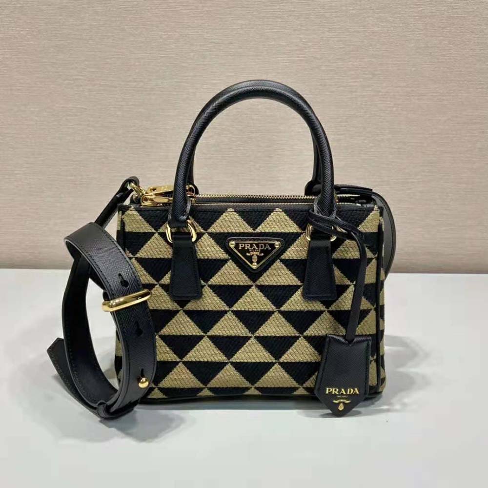 Prada Women Galleria Embroidered Jacquard Fabric Micro-Bag 3 Prada Women Galleria Embroidered Jacquard Fabric Micro-Bag - Image 3