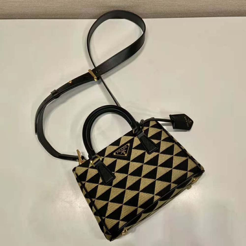 Prada 'Micro' Galleria Bag With Jacquard Strap - BAGAHOLICBOY