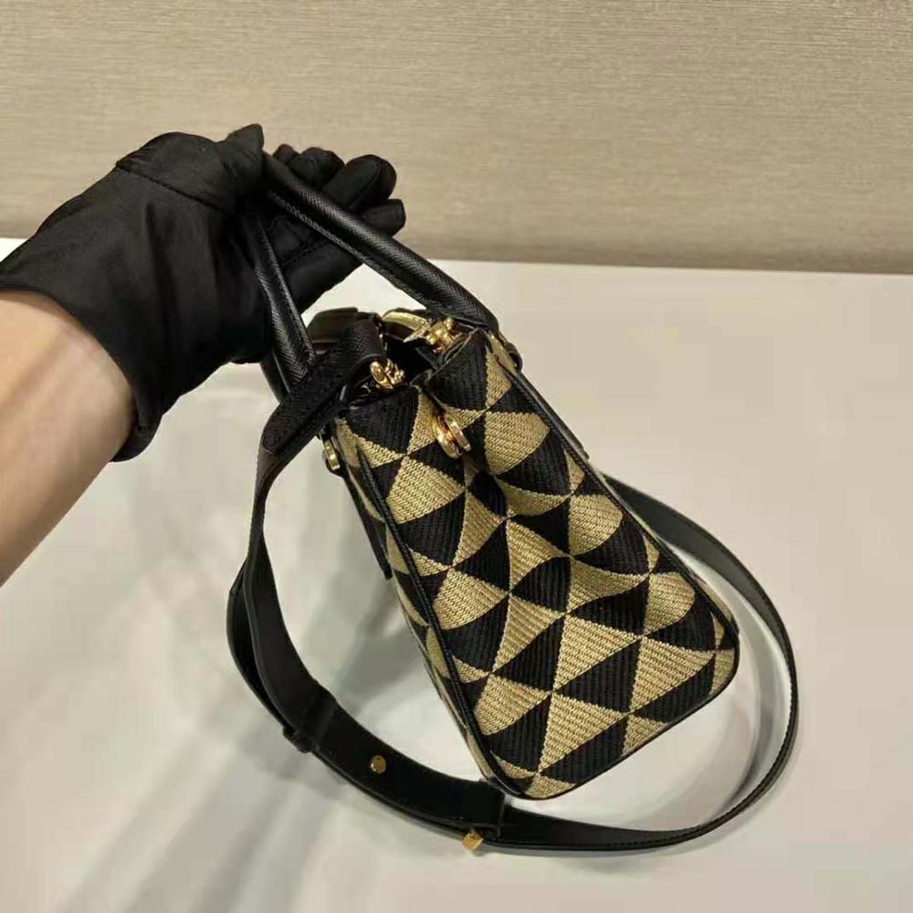 Prada Women Galleria Embroidered Jacquard Fabric Micro-Bag 7 Prada Women Galleria Embroidered Jacquard Fabric Micro-Bag - Image 7