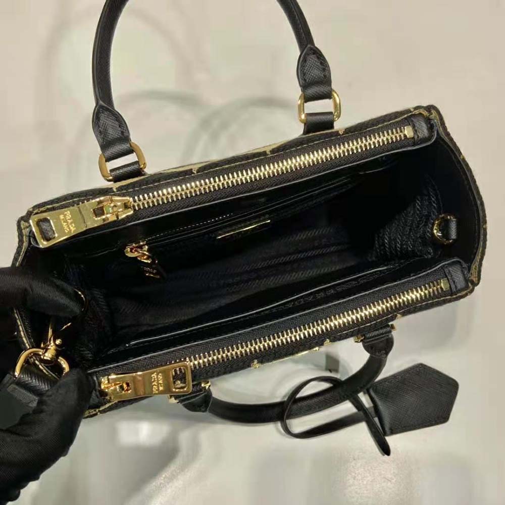 Prada 'Micro' Galleria Bag With Jacquard Strap - BAGAHOLICBOY