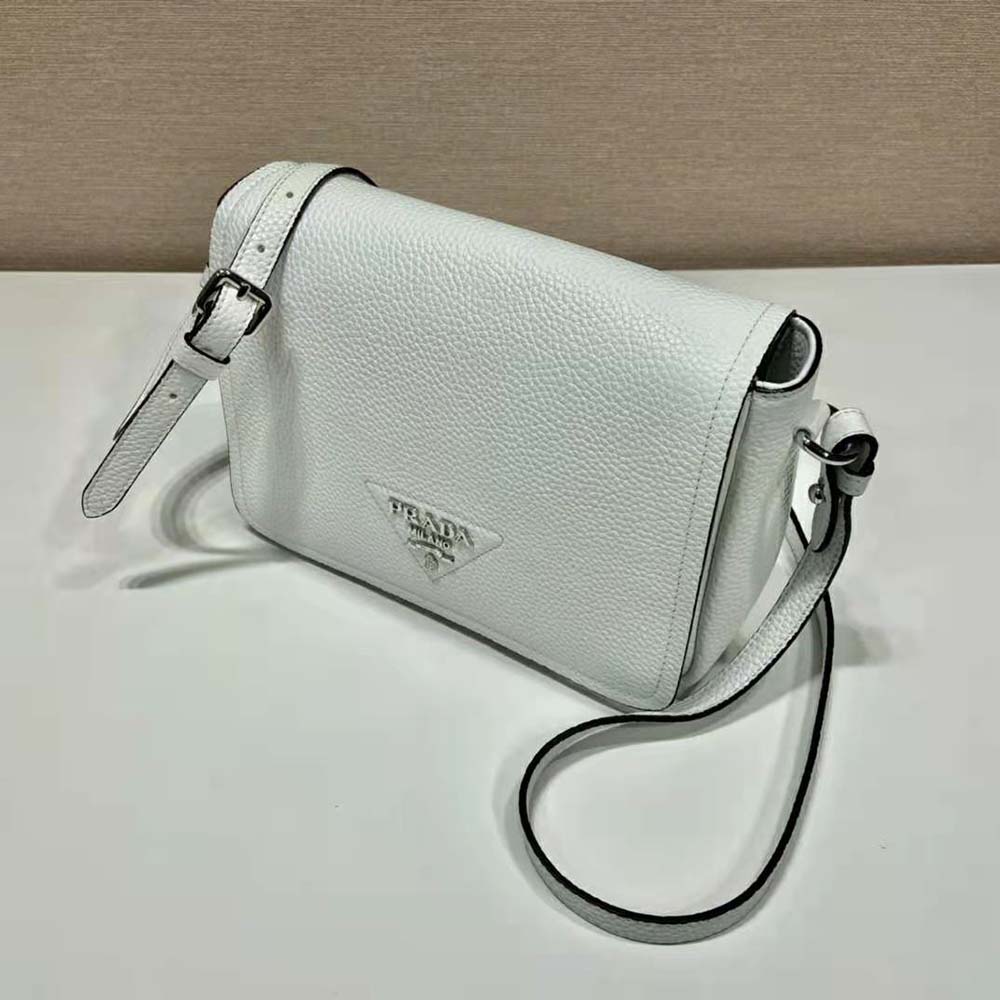 Leather clutch bag Prada White in Leather - 20609870