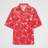 Prada Women Printed Poplin Shirt-Red