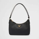 Prada Women Saffiano Leather Mini-Bag with the Metal Triangle Logo-Black