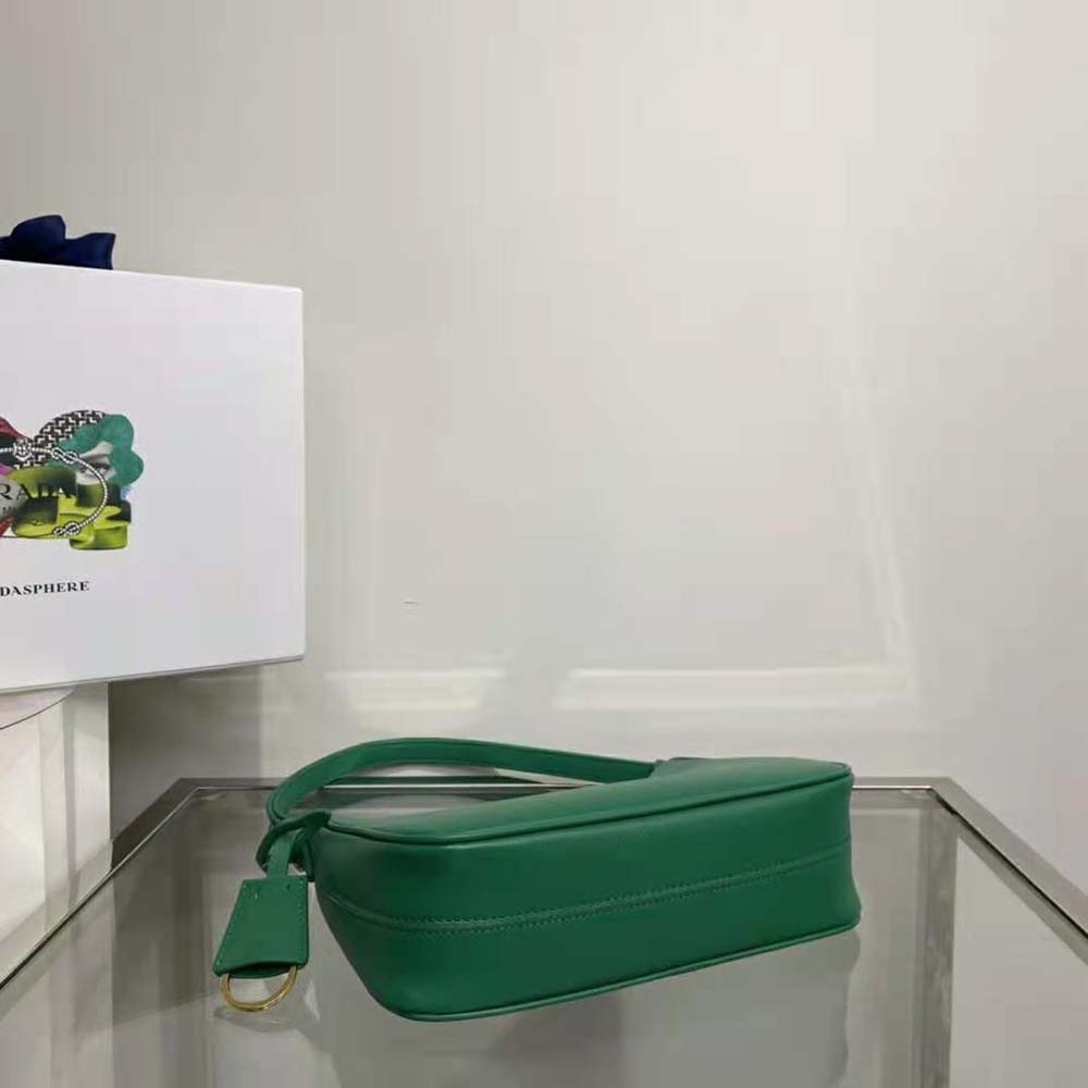 Prada Women Saffiano Leather Mini-Bag with the Metal Triangle Logo-Green 6 Prada Women Saffiano Leather Mini-Bag with the Metal Triangle Logo-Green - Image 6
