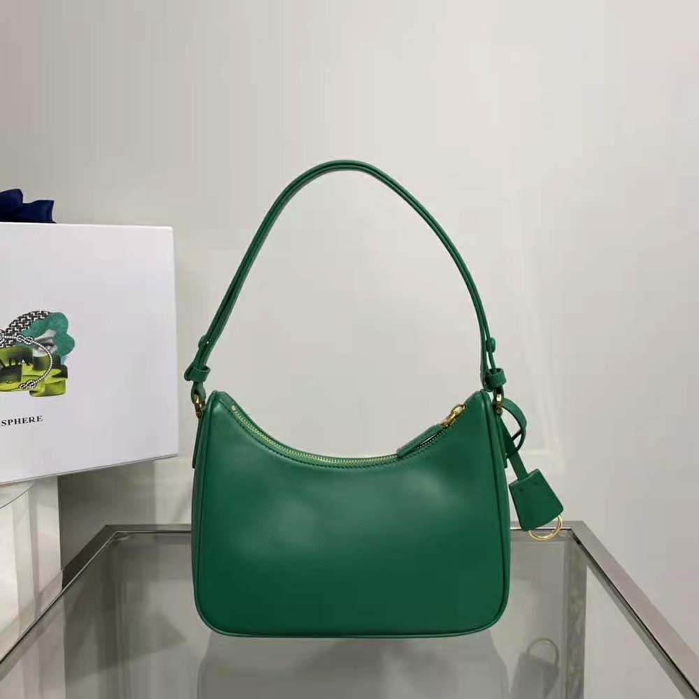 Prada Women Saffiano Leather Mini-Bag with the Metal Triangle Logo-Green 3 Prada Women Saffiano Leather Mini-Bag with the Metal Triangle Logo-Green - Image 3