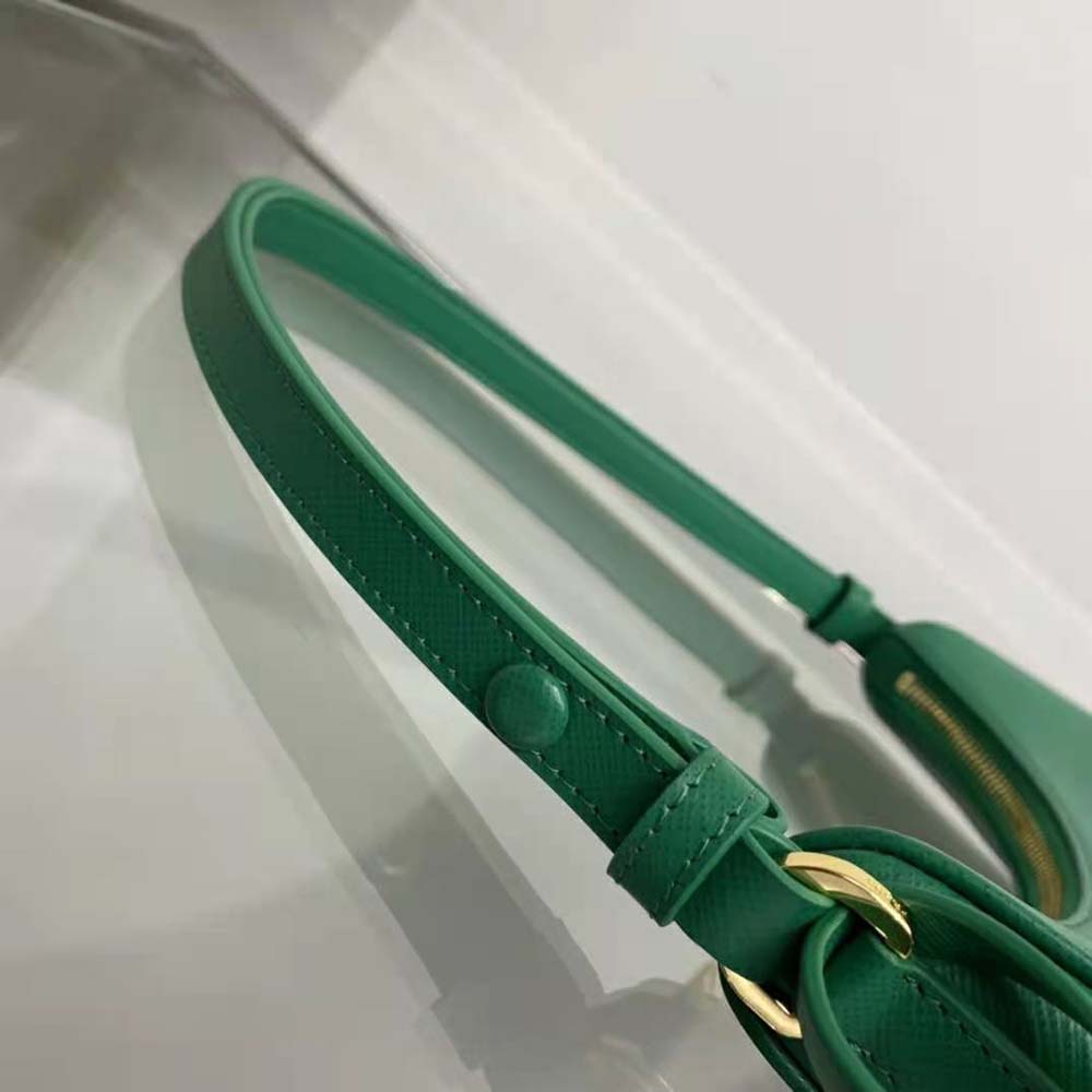 Prada Women Saffiano Leather Mini-Bag with the Metal Triangle Logo-Green 10 Prada Women Saffiano Leather Mini-Bag with the Metal Triangle Logo-Green - Image 10