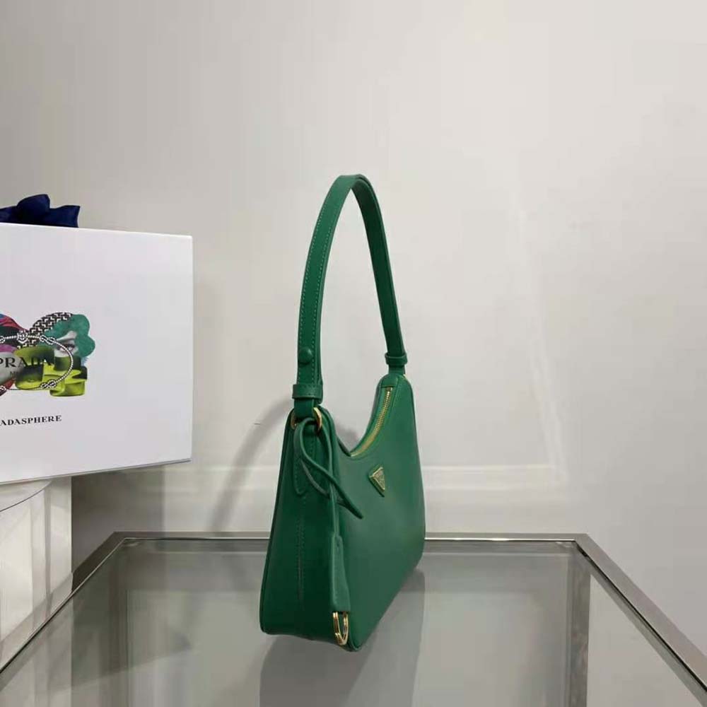 Prada Women Saffiano Leather Mini-Bag with the Metal Triangle Logo-Green 5 Prada Women Saffiano Leather Mini-Bag with the Metal Triangle Logo-Green - Image 5