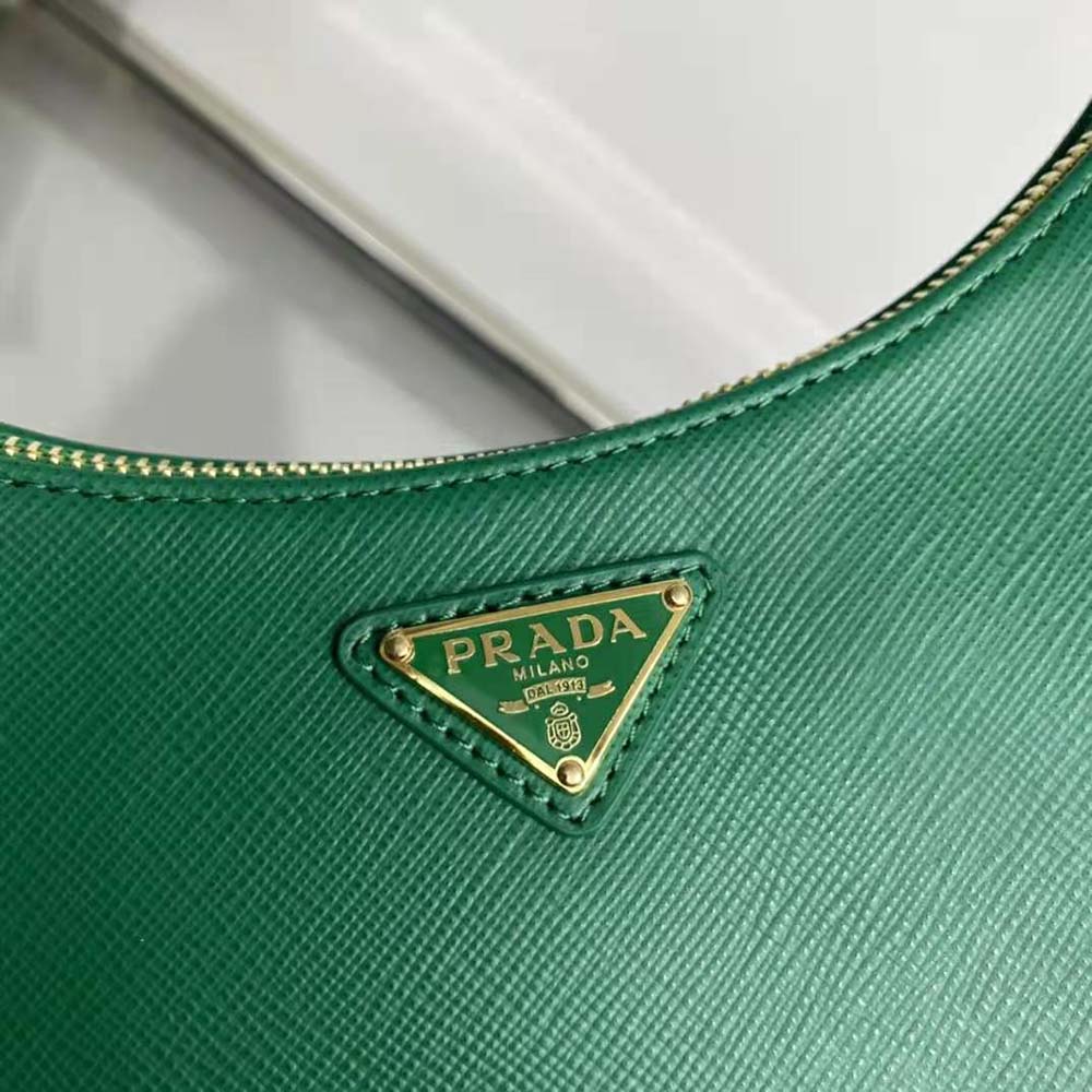 Prada Women Saffiano Leather Mini-Bag with the Metal Triangle Logo-Green 9 Prada Women Saffiano Leather Mini-Bag with the Metal Triangle Logo-Green - Image 9