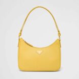 Prada Women Saffiano Leather Mini-Bag with the Metal Triangle Logo-Yellow