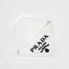 Prada Women Terrycloth pouch with Embroidered Lettering Logo-White