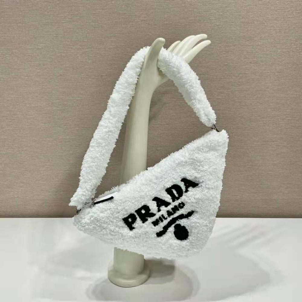 UNBOXING PRADA limited edition BAG 2022 TERRYCLOTH TRIANGLE POUCH +  SUNGLASSES PRADA CLASSIC WHITE 