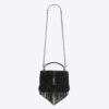 Saint Laurent YSL Women College Medium Chain Bag in Light Suede with Fringes-Black