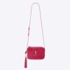 Saint Laurent YSL Women Lou Camera Bag in Quilted Suede and Smooth Leather-Pink