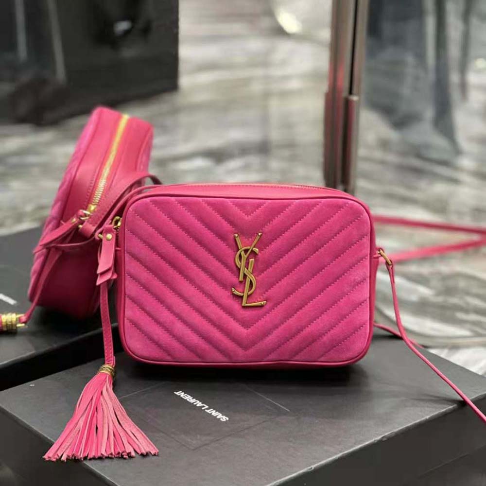 SAINT LAURENT Women's Lou Camera Bag Leather in Pink