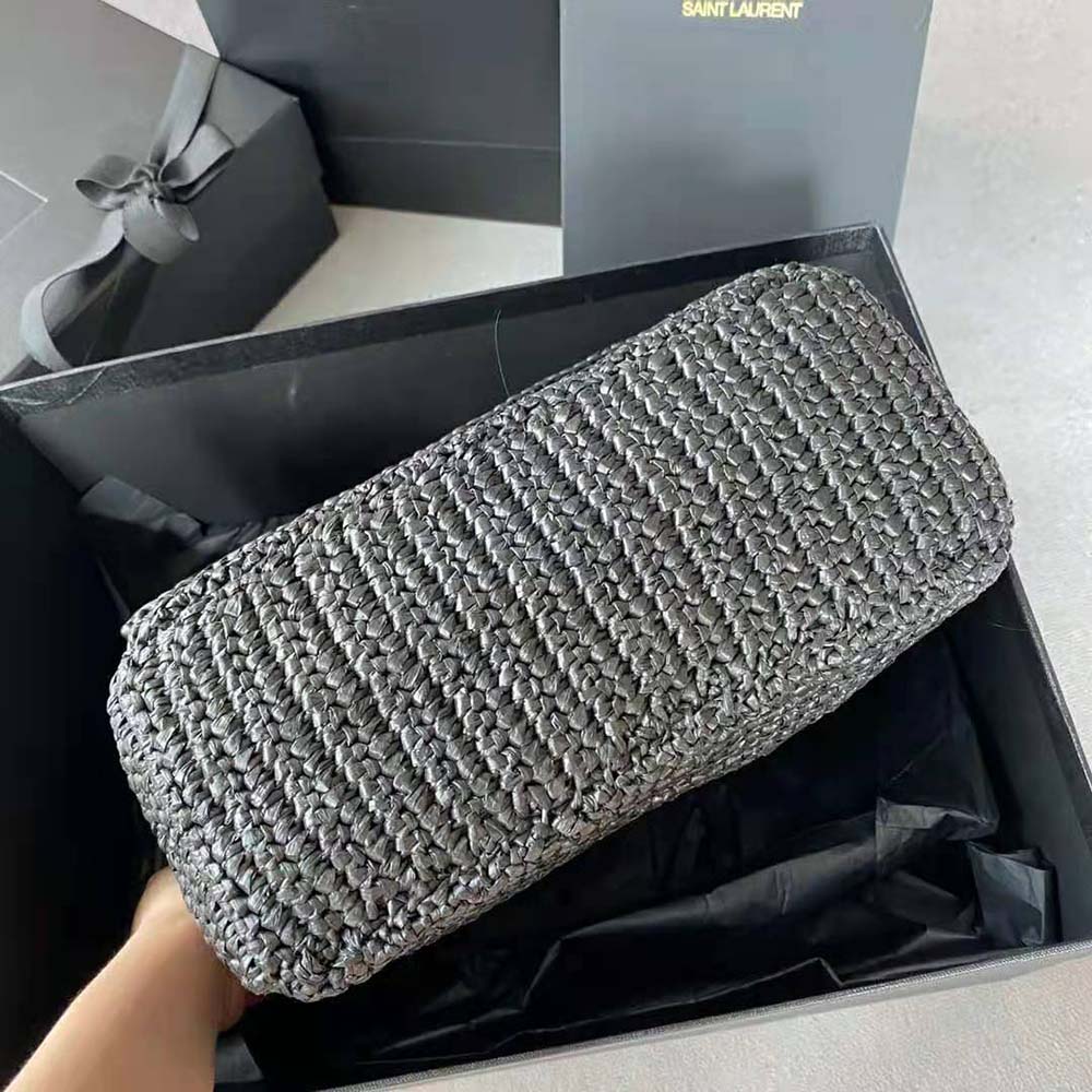 Saint Laurent YSL Women Niki Medium Chain Bag in Raffia and Leather-Black 6 Saint Laurent YSL Women Niki Medium Chain Bag in Raffia and Leather-Black - Image 6