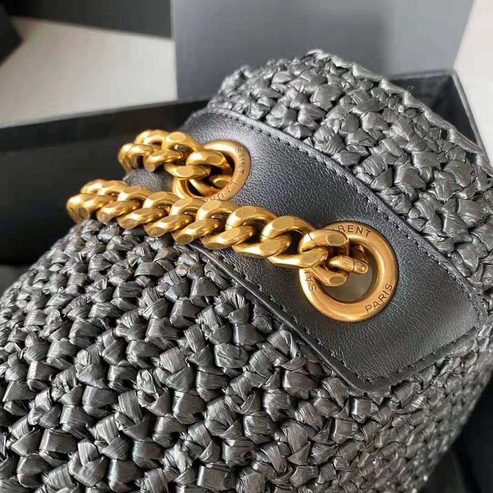 Saint Laurent YSL Women Niki Medium Chain Bag in Raffia and Leather-Black 9 Saint Laurent YSL Women Niki Medium Chain Bag in Raffia and Leather-Black - Image 9