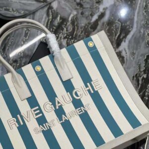 Black Rive Gauche striped cotton-canvas tote bag
